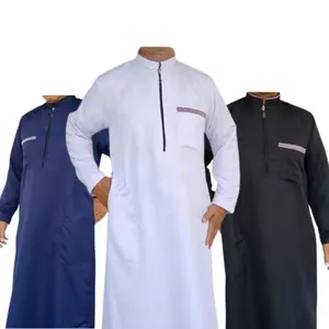 JUBAH PRIA REMAJA TANGAN MANSET NABAWI GAMIS MUSLIM DEWASA JUBAH ZIPER SNAP IMPORT Katun Panjang Motif