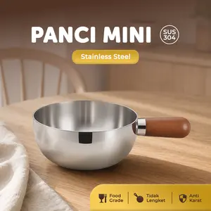 [READY] Panci Mini Stainless Steel Anti Lengket Anti Karat Gagang Kayu Premium