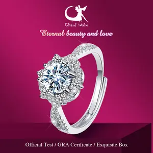【003Harga telah dibanting, segera di CO】Chard Wake Cincin Wanita Berlian 2 Karat Perhiasan Cewek Adjustable Size Dilapisi Platinum Original Rings CWR098