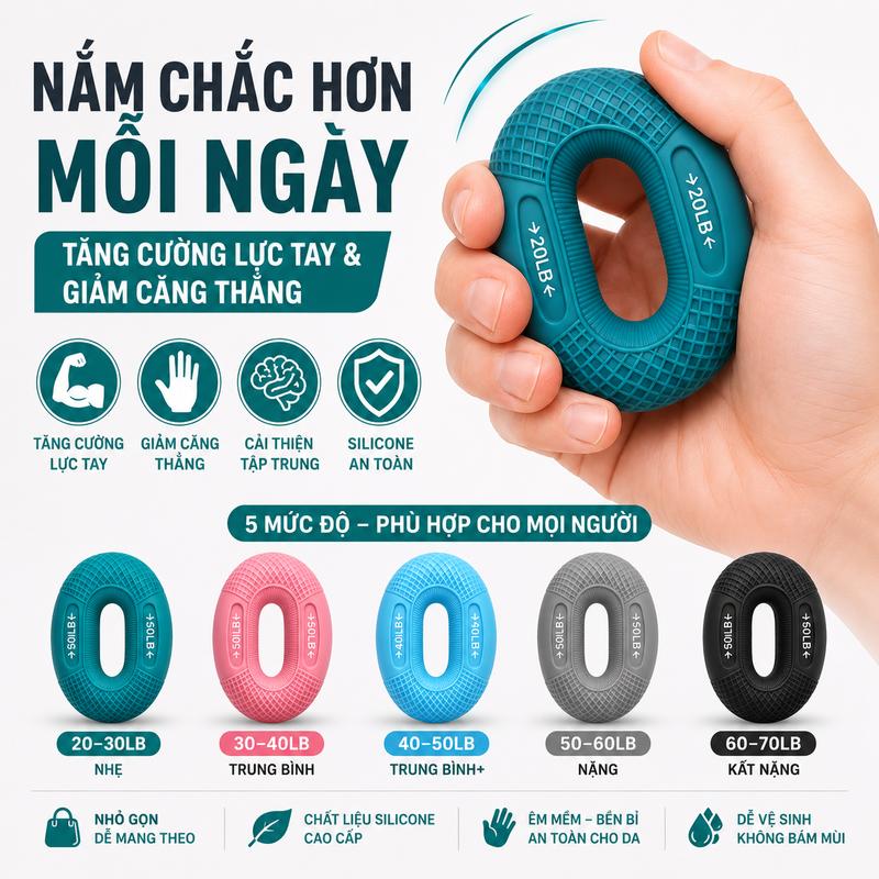 Thiết bị tập luyện sức mạnh ngón tay LoveHouse Silicone Round Grip 20LB 80LB 75g An toàn và không mùi Dễ vệ sinh Dễ dàng mang theo Thiết bị tập thể dục giảm áp