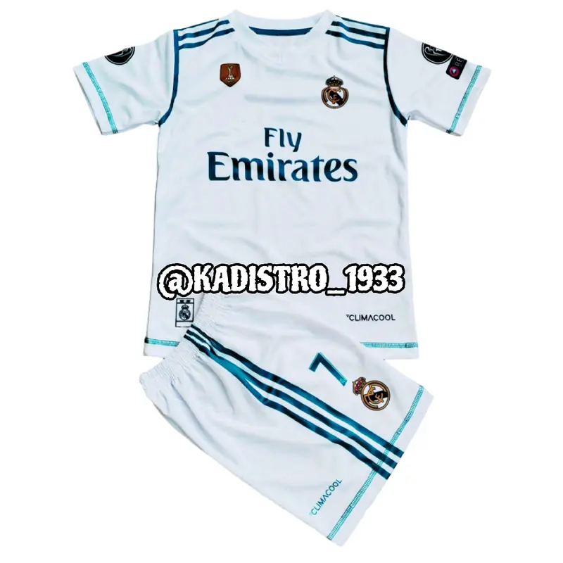 Setelan Jersey Anak realmadrid Home Ronaldo Musim 2017 2018 Full Printing Bahan Drifit Milano Celana Outdoor Sport Twill Cepat Kering 1