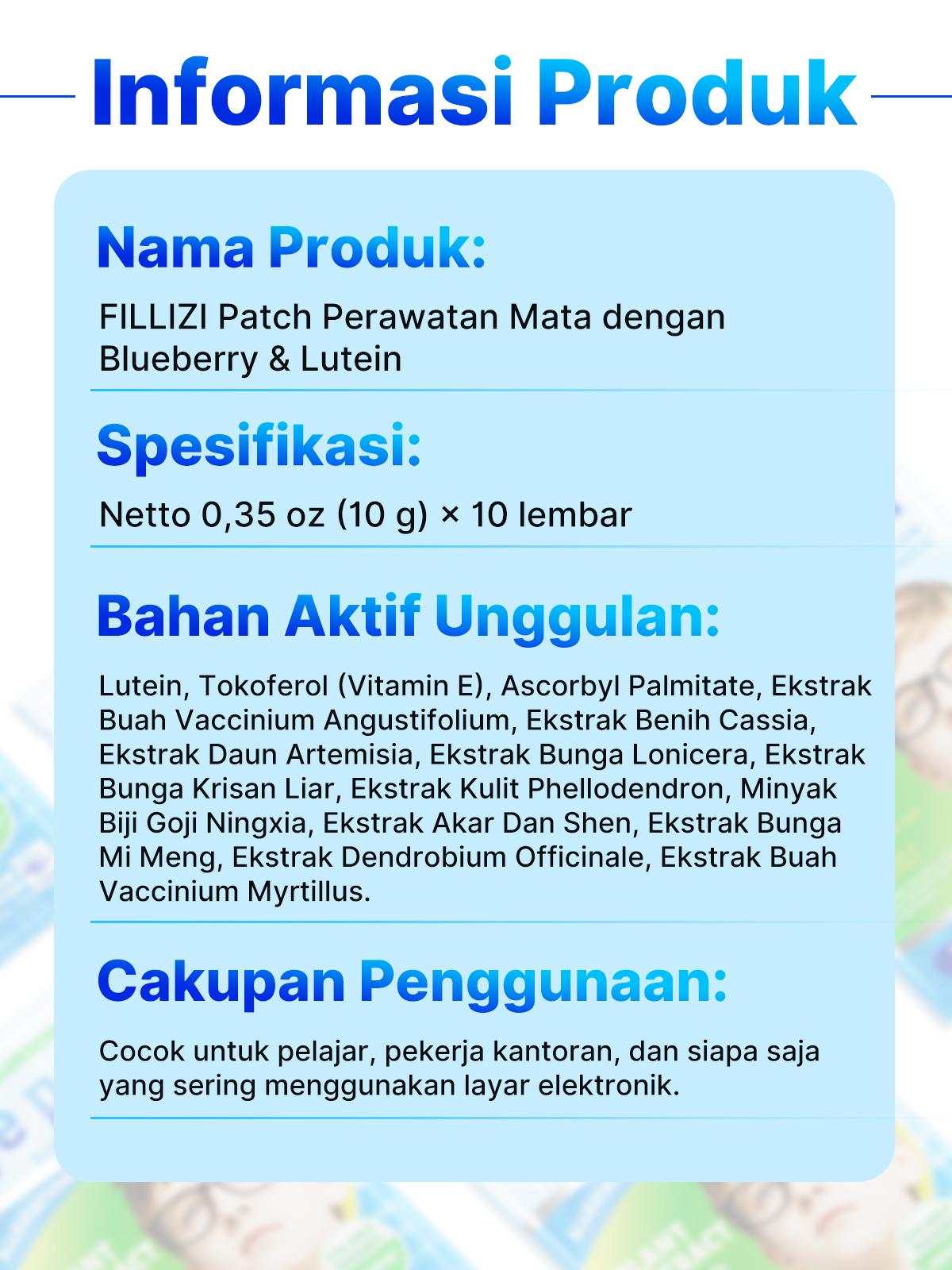 Blueberry Eye Patches - Blueberry Lutein Anti-Fatigue Eye Patches, dibuat dengan ekstrak herbal alami- 5 Patch Per Kemasan