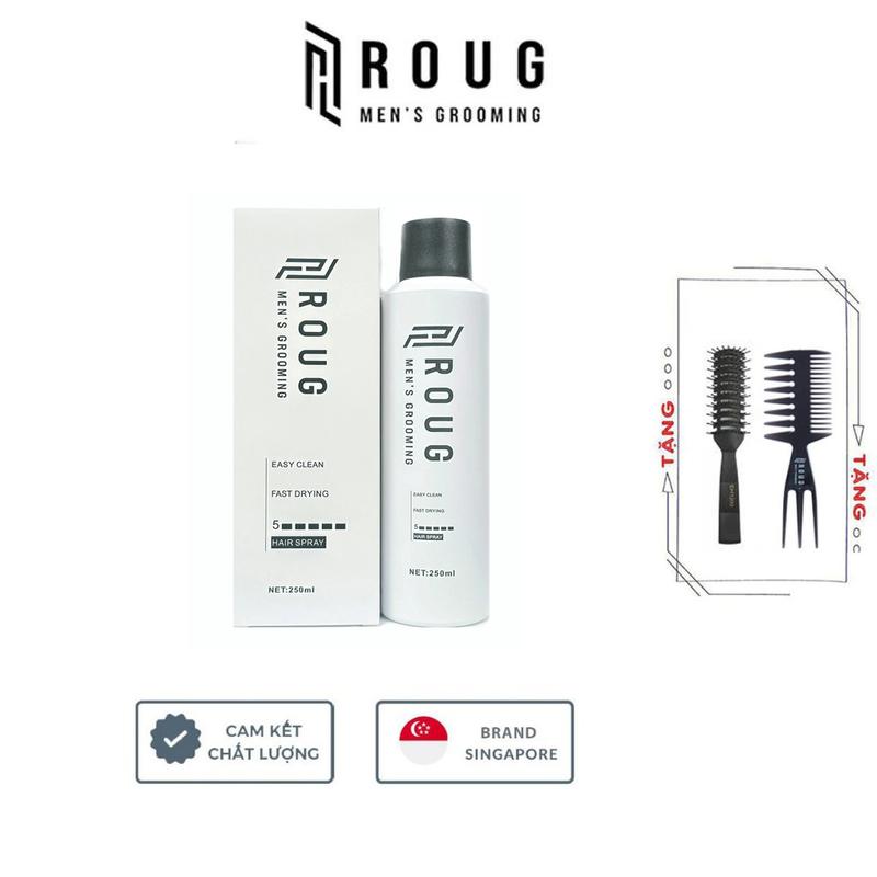 CHÍNH HÃNG Gôm xịt tóc nam nữ Roug Hair Spray 250ml cao cấp + Tặng lược Texture Roug Men's Grooming và Lược sấy Chaoba Chăm Sóc Tóc Dưỡng Tóc