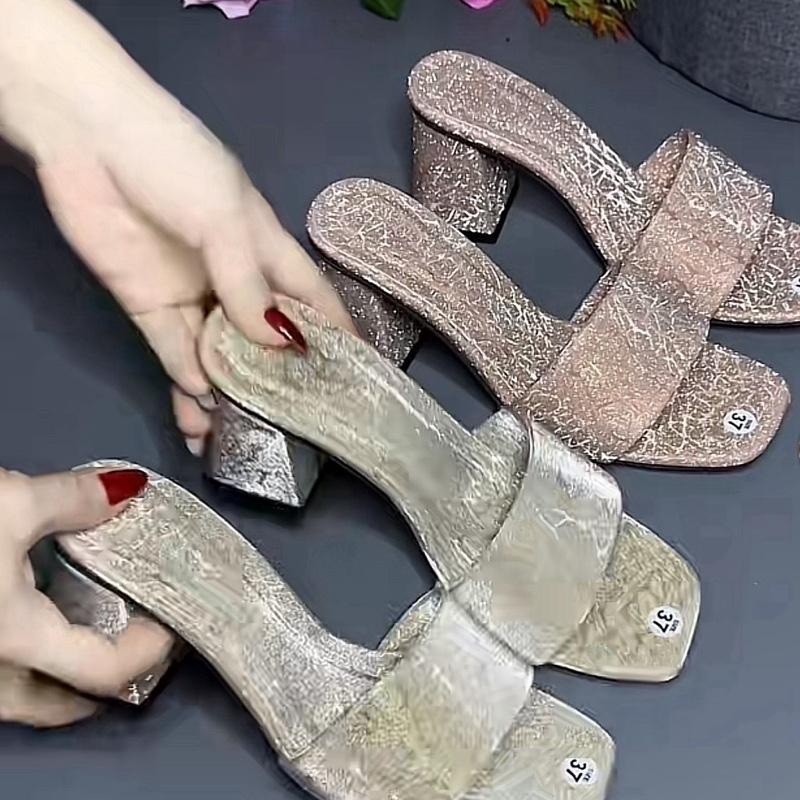 Dép quay ngang đế vuông 7cm tông màu cơ bản đi làm,đi tiệc đẹp. DéP Shoes
