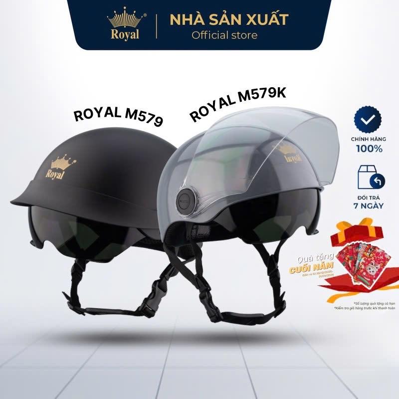  Mũ Bảo Hiểm Nửa Đầu 2 Kính Royal Helmet M579 Nón Bảo Hiểm 1 2 Kính Dài & Kính Âm Royal Chính Hãng 