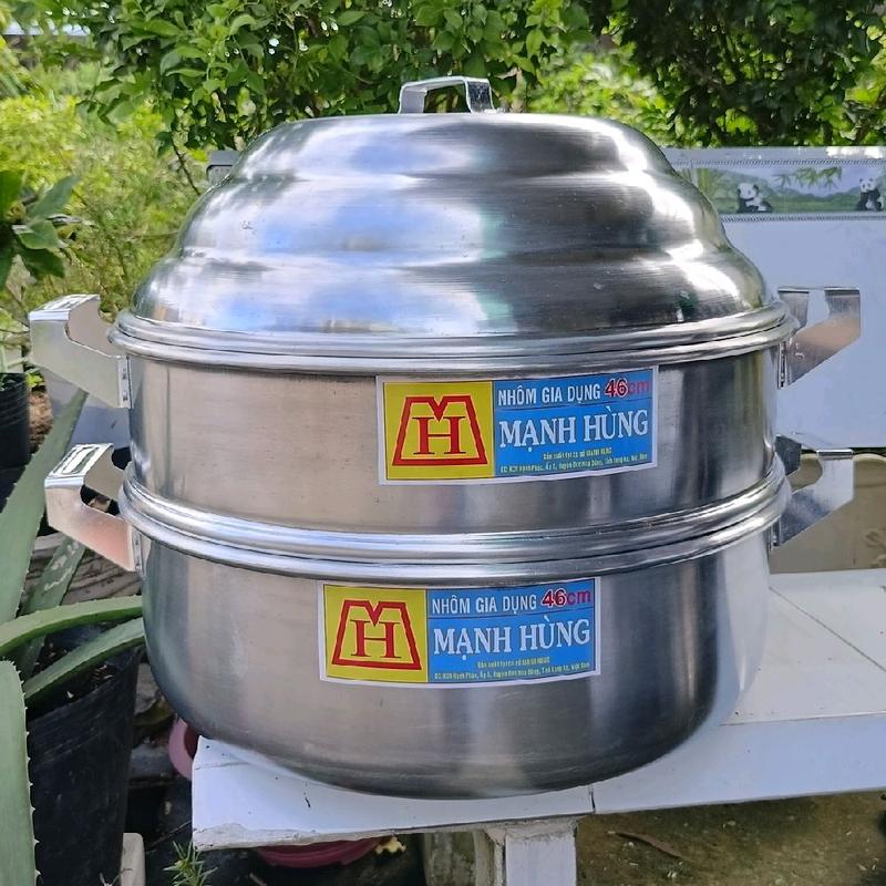  xửng hấp 46cm.nhôm chính hãng mạnh Hùng sáng bóng dầy dặn không rỉ.để hấp bánh bao.hấp sôi. hấp gà.hấp cua.hấp ghẹ vv. 