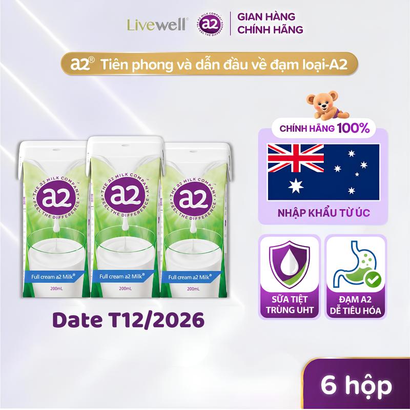 Sữa tươi tiệt trùng a2 UHT hộp 200ml - Hàng Chính Hãng