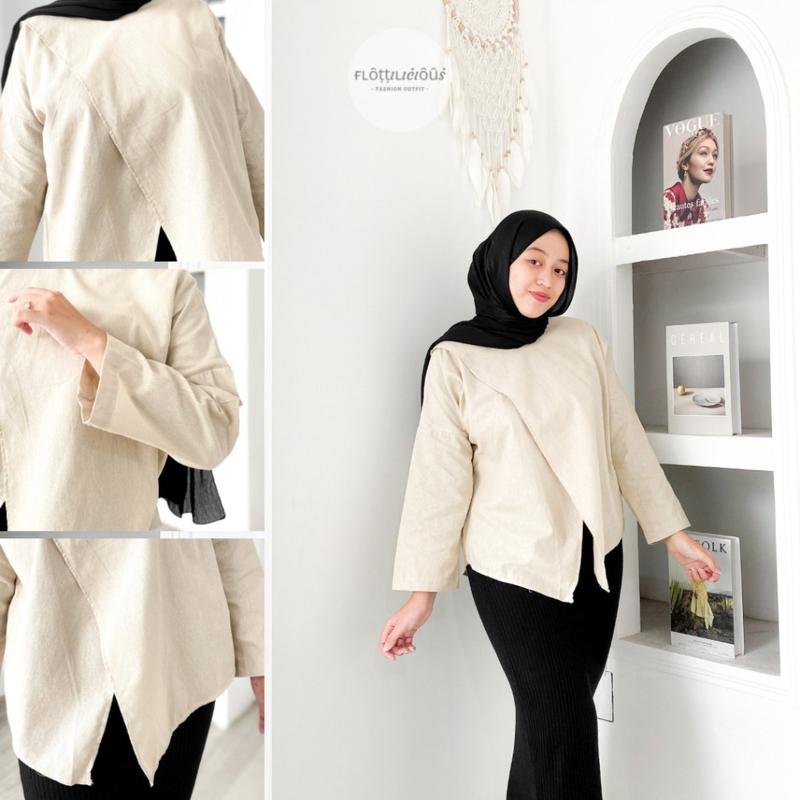 GLADY SLIT BLOUSE - FLOTTILICIOUS / baju wanita / atasan murah / fashion outfit / hijab ootd /  baju murah kekinian / blouse korean style Kain Kancing Casual 0