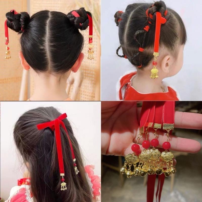 Product Introduction of ตกแต่งผมสไตล์จีนสำหรับปีใหม่ จัดแต่งทรงผม ชุด Tang ผ้าโพกศีรษะ Hanfu เด็กผู้หญิง DIY หางม้า เจ้าหญิง เชือกถักหวาน 10