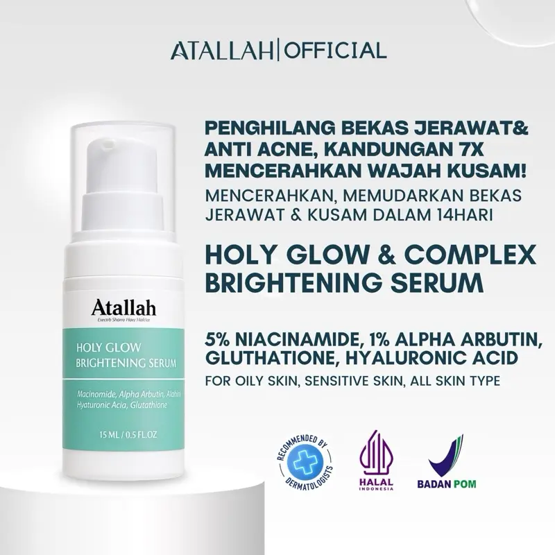 [FLASH SALE] ATALLAH 5Pcs Paket Glow Up Basic Skincare Brightening set | Pencerah Wajah | Menghilangkan Flek Hitam | Spf 50 PA +++ 4