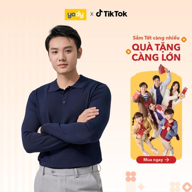 SALE 30% YODY Áo Len Nam Dài Tay Cổ Polo Basic ALM7034