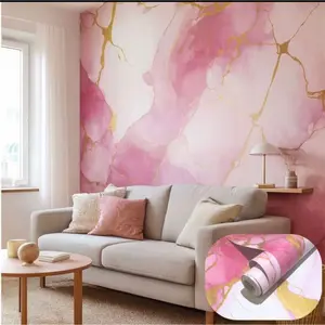 Wallpaper Dinding Bahan Pvc Motif Marmer Pink  7s/8m Lebar 45cm