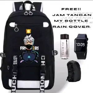TAS RANSEL SEKOLAH ANAK LAKI LAKI PEREMPUAN MOTIF FREE FIRE KEKINIAN FASHION BANYAK BONUSNYA