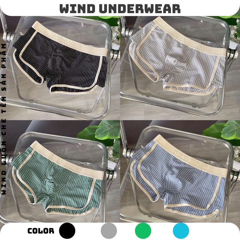 Quần sịp đùi nam chất liệu cotton thêu nổi co giãn 4 chiều thấm hút mồ hôi tốt WIND Sọc Boxers/Trunks Quần Boxer Menswear