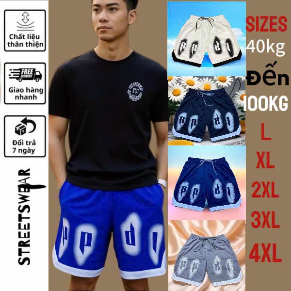 STREETWEAR Combo 3 Quần Short Nam Mẫu Mới 2 Chất Liệu Thun Co Giãn 4 Chiều Size L-4XL Phù Hợp 40-100kg Màu Trắng Đen Xám Xanh Bích Xanh Đen