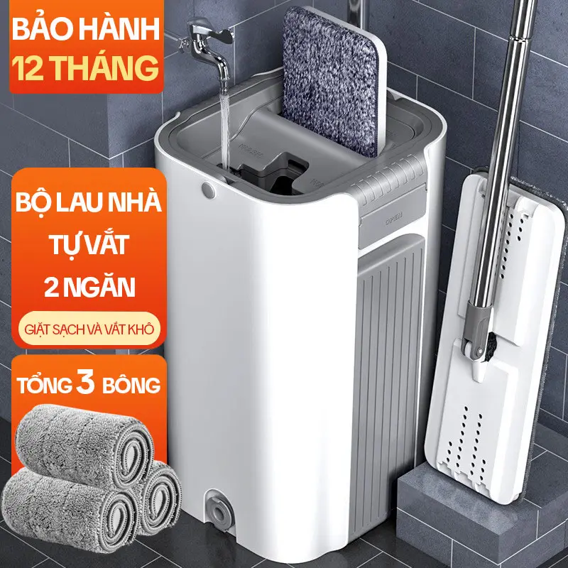 Bộ Cây Lau Nhà KITIMOP C6 PLUS-PRO – Tích Hợp Giặt & Vắt Khô, Lau Sạch Hiệu Quả, Đầu Lau 360° Linh Hoạt