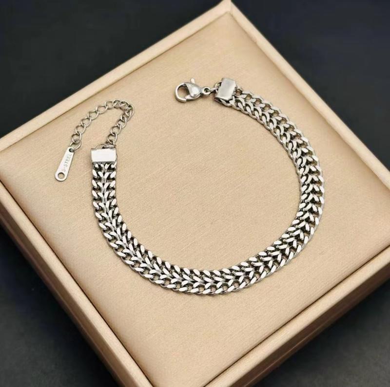 Gelang Tangan Titanium Wanita Elegan Motif Tikar Anti Karat Tidak Luntur Hadiah Bracelets Aksesoris 7