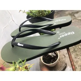 Sandal Jepit Fipper SLIM Green army Black Karet 1