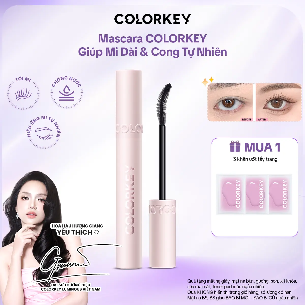Mascara COLORKEY Volumizing & Curling Hỗ Trợ Giúp Mi Dày Và Cong, Tạo Cảm Giác Tự Nhiên, Nhanh Khô, Ít Lem Trôi 4.5g