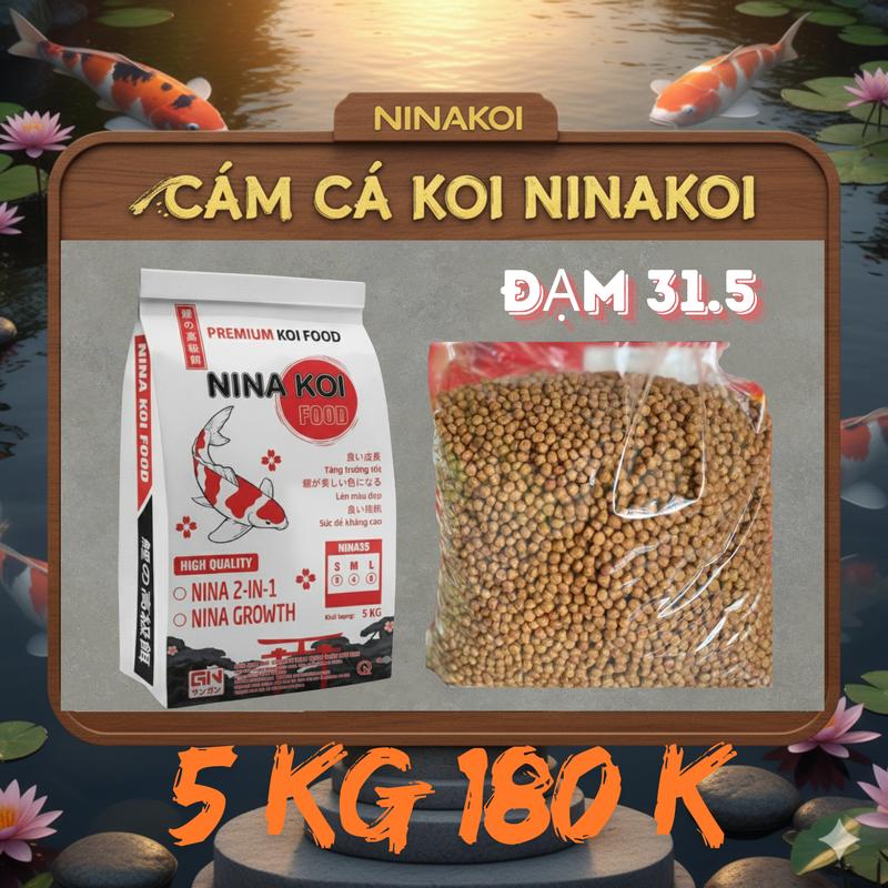  NinaKoi Cám Cá Koi 5kg - Tăng Màu & Size - Nguyên Liệu Tự Nhiên Không Hóa Chất - Viên 3mm 4mm 6mm - Hàng Chính Hãng 
