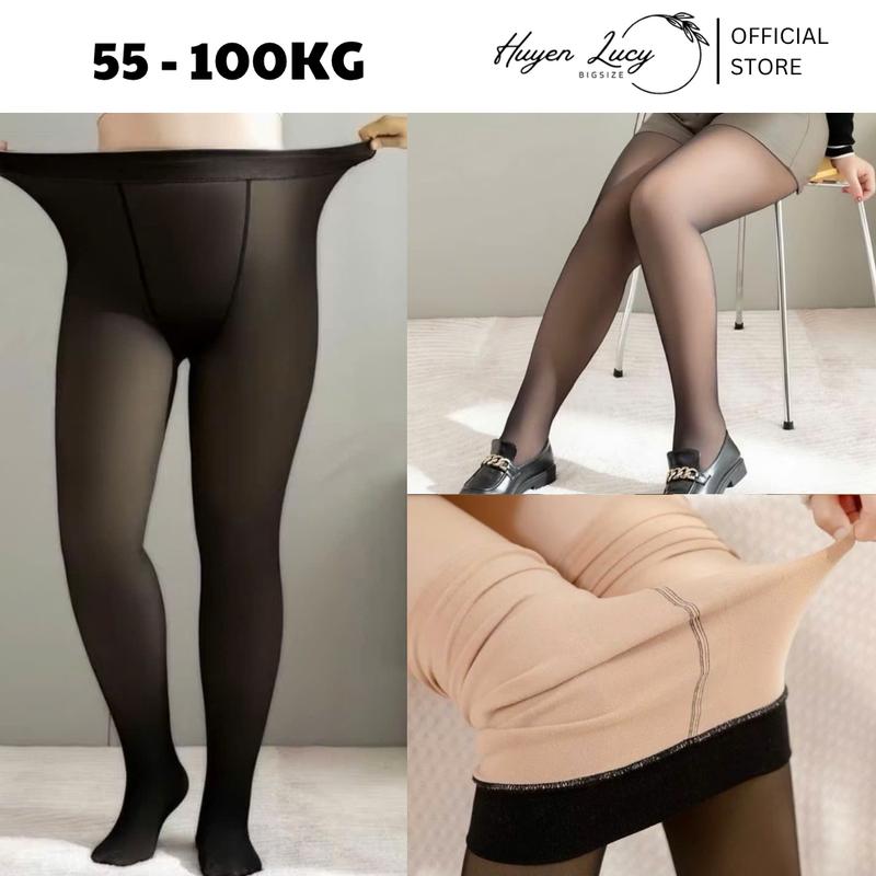QUẦN TẤT 3D BIGSIZE nữ freesize dưới 80kg hàng 2 lớp lót cao cấp dày dặn co giãn tốt siêu ấm Huyền Lucy Bigsize