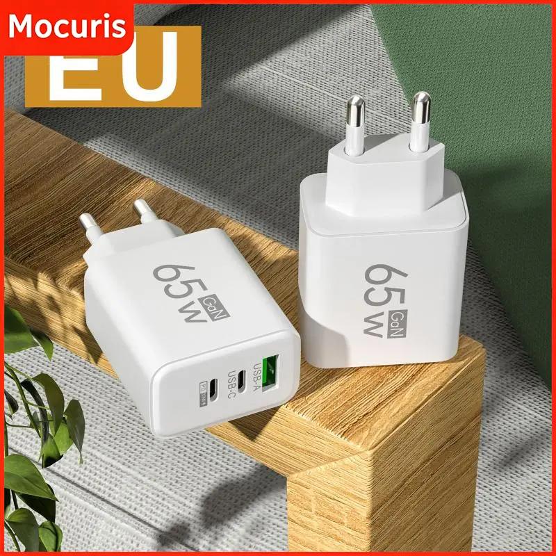 65W gan sạc du lịch EU cắm kép USB C + USB một cổng nhanh chóng sạc tường Adapter sạc nhỏ gọn cho điện thoại máy tính xách tay Máy tính bảng