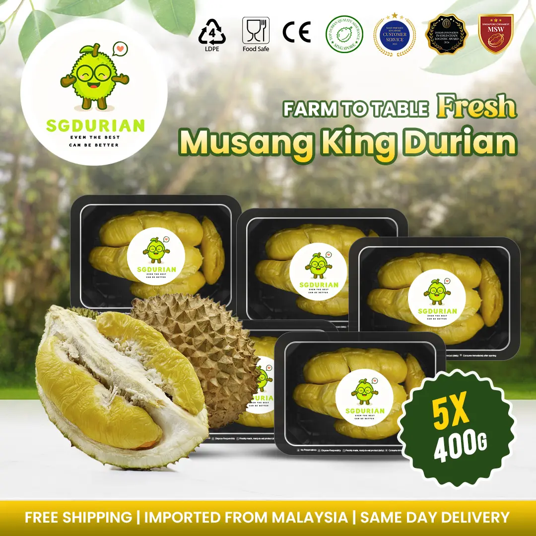 (Buy 4 Free 1) Durian Fresh Old Tree Pahang Raub 400G/box - Rich Flavor and Creamy Texture