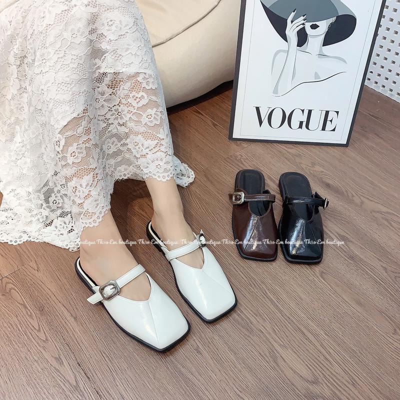 Sục bệt nữ mũi vuông khuy cài đường chỉ chéo hot trend (FORM TO ) Mã SB5959