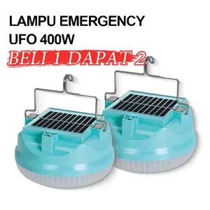 【Beli 1 Dapat 2】Lampu Led emergency ufo 400W/500W Baterai real asli 8200MAH  solar panel led lampu emergency gantung lampu taman outdoor lampu tenaga surya khusus mati listrik lampu terang banget Besi/camping lamp