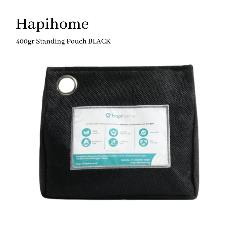 Hapihome Bamboo Charcoal Air Purifying Bag Arang Bambu Aktif Anti Lembab & Bau - 400GR STANDING POUCH BLACK 0
