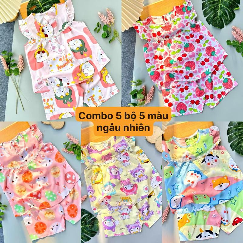 COMBO 3 -5 Bộ quần áo Bộ lanh/ Bộ tole CÁNH TIÊN lững cho bé gái (5-50KG)