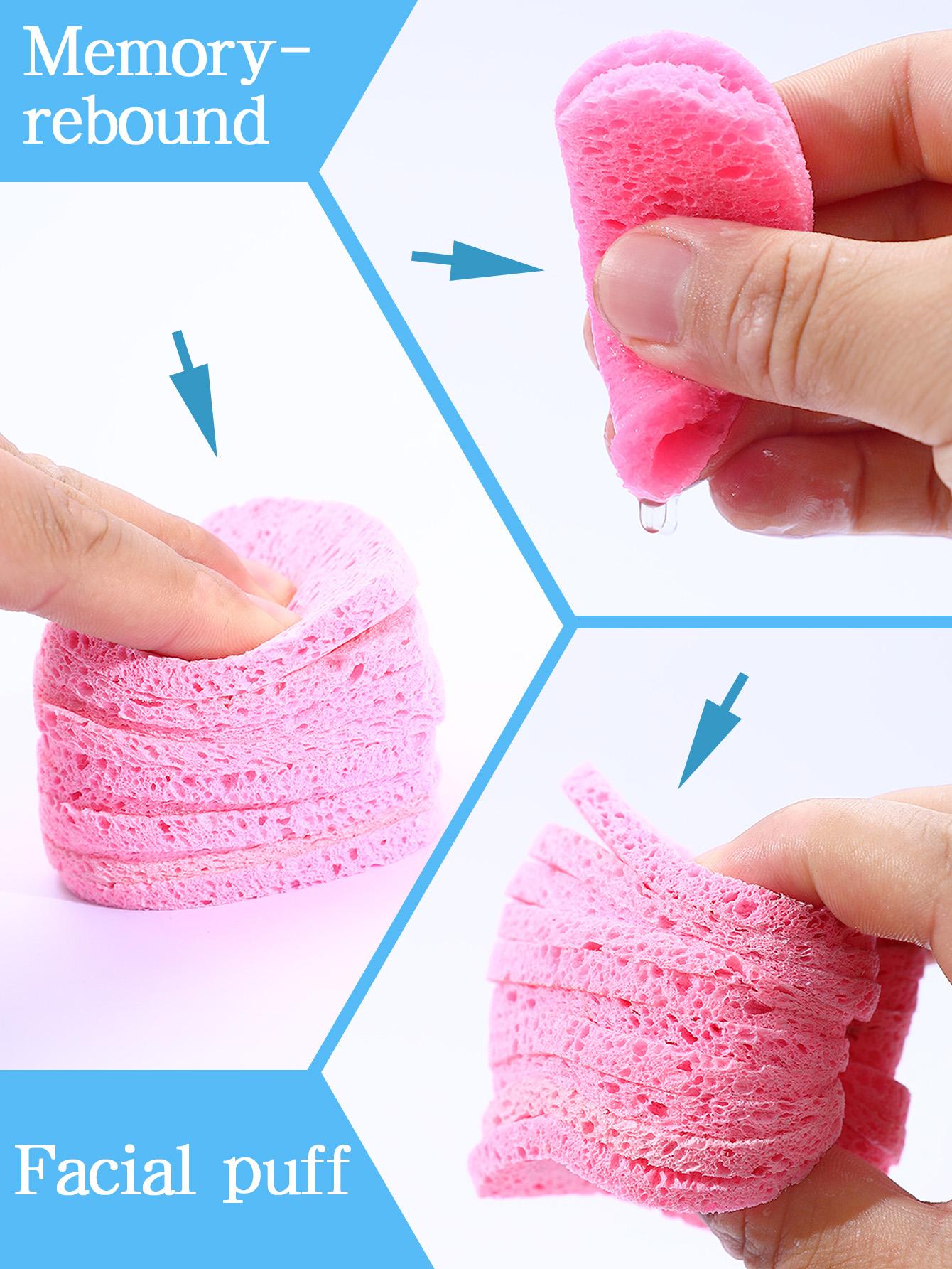 10pcs Heart-Shaped Pink Facial Cleansing Sponges
