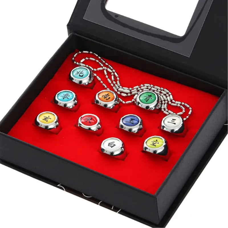 Isi 10 Cicin Cincin Akatsuki Naruto Cincin Itachi Style Adjustable Party Accessories Anime Ring Jewelry Akatsuki Cosplay Ring Creative Gift 1