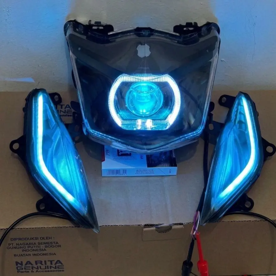REFLEKTOR LAMPU DEPAN BILED BEAT KARBU + SEIN ALIS RUNNING 2 MODE SUPER TERANG