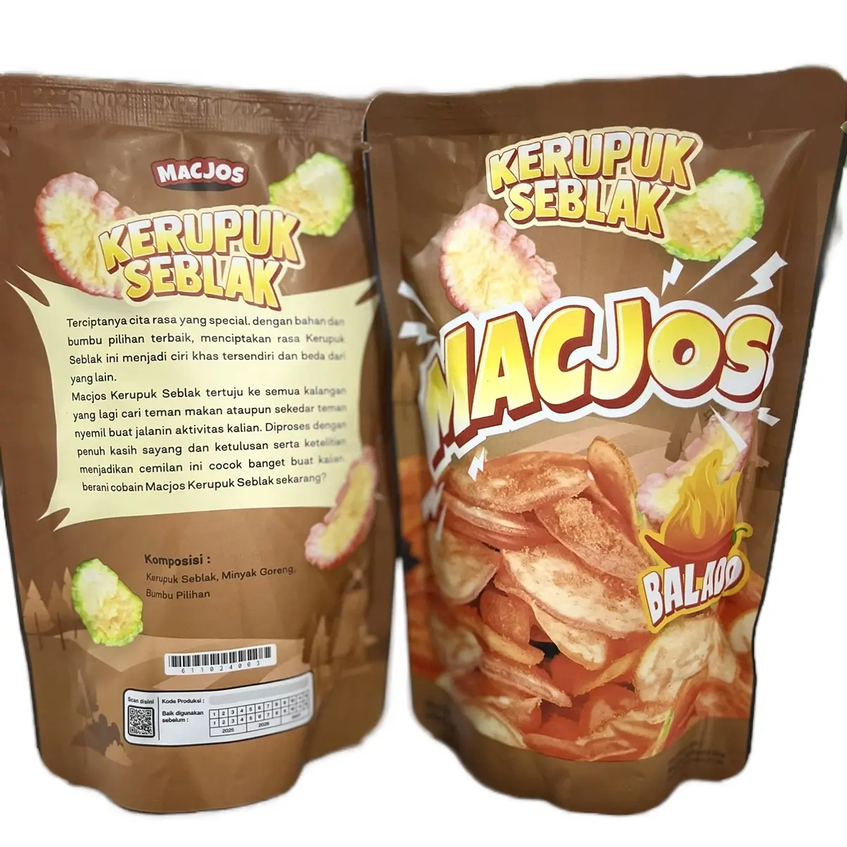 Kerupuk Seblak Macjos Rasa Balado Keripik Snack
