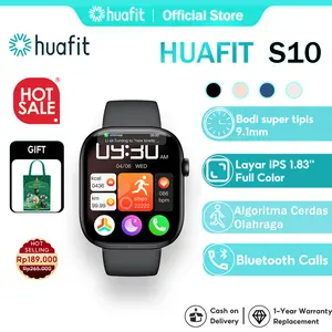 【24H Ship】Huafit S10 Official Smartwatch Baru | Layar Penuh IPS 1.83" | Tahan Air IP68 | Super tipis 9.11mm | Panggilan Bluetooth | Algoritma Al deteksi olahraga | Detak Jantung & Oksigen Darah Real-Time | Smartwatch untuk Pria & Wanita Smart Watch Aolon
