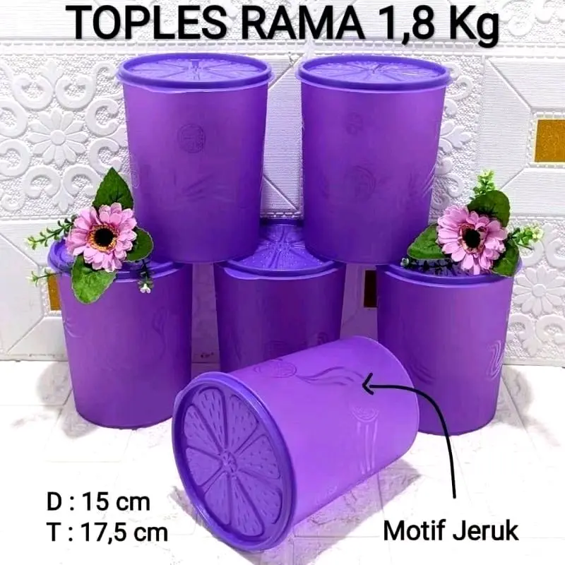 Terlaris - 6 Pcs Toples Rama 1,8 Liter / Toples Viral / Toples Lebaran
