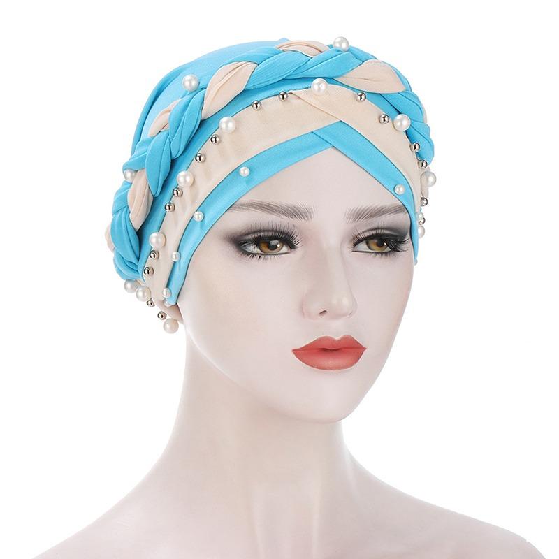 Product Introduction of Women Cap Braid Beads Turban Headscarf Islamic Head Wrap Lady 13