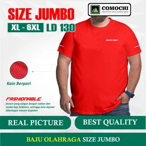 Baju Kaos Olahraga Jumbo Pria Running Lari Big Size Bahan Dry Fit 3XL 6XL LD 130cm Atasan Sport