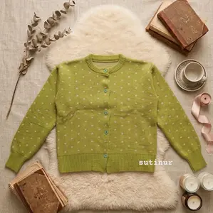 Sutinur Cardigan Motif Plokadot Atasan Anak perempuan