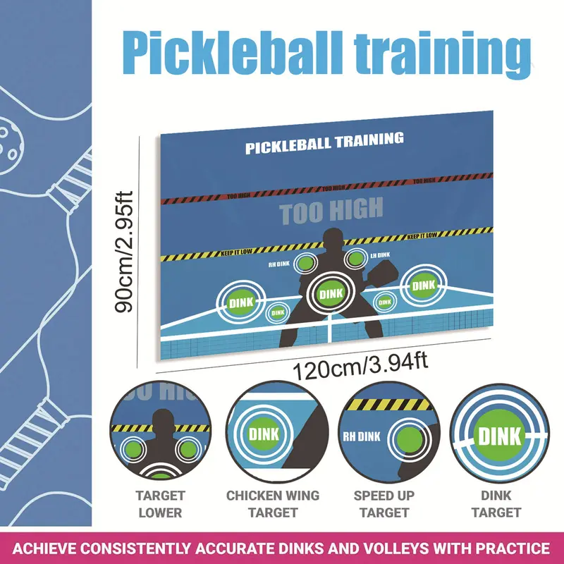 Đệm Dink, để Cải thiện trò chơi Pickleball của bạn, Đệm hỗ trợ tập thể dục bậc thầy Dink, Thích hợp cho phòng trong nhà và sân, Thiết bị tập thể dục bậc thầy Dink Rebounder Aids Pad 4