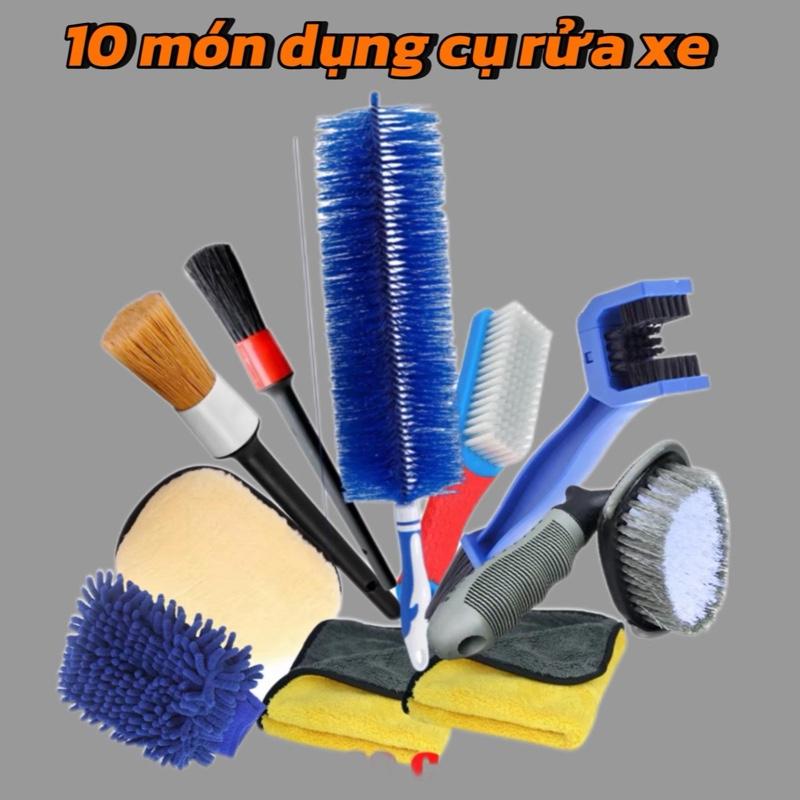 COMBO 10 MÓN DỤNG CỤ RỬA XE TẠI NHÀ, vệ sinh xe máy oto