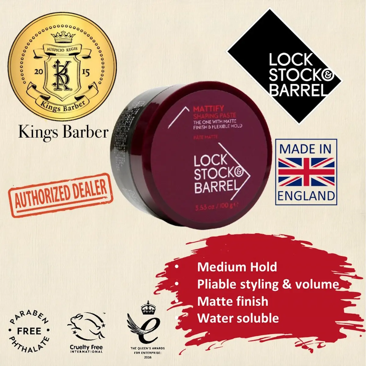 LOCK STOCK & BARREL,  Mattify Shaping Paste 100g