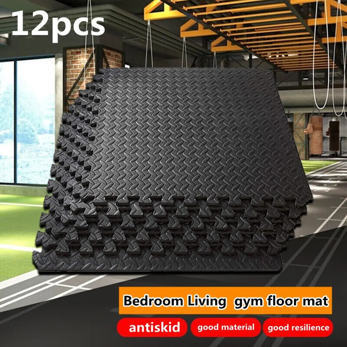 Bedroom Living  gym floor mat Eva Foam Mat Anti-Slip Mat 12Pcs Home Rug Gym Puzzle Exercise Floor Mat Baby Foam Play Interlocking Floor Mat for Home（30*30*1cm）