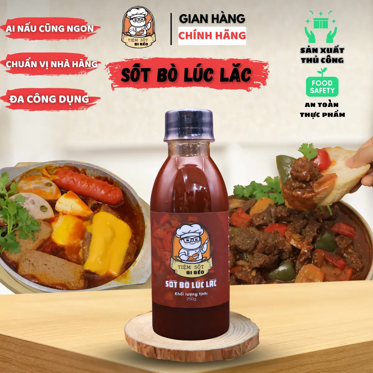 [ KOC ] Sốt Bò Lúc Lắc Bi Béo 250g - Chuẩn Vị Nhà Hàng - Ai Nấu Cũng Ngon