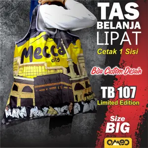 Tas Belanja Lipat Shopping Bag Lipat Totebag Lipat MAKKAH MADINAH Souvenir Umroh Haji Size BIG TB 107
