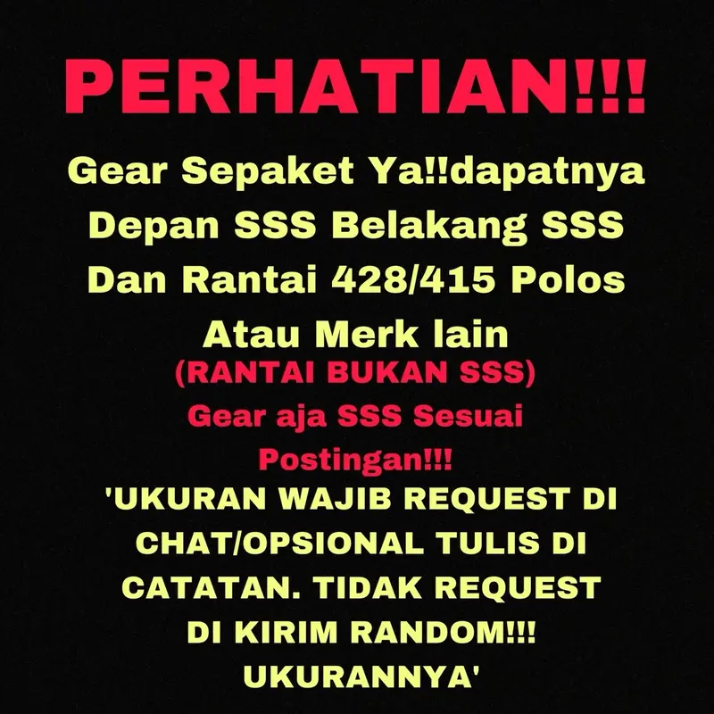 Gear Set Gir Set SSS 415 428 Ninja150R, Ninja RR, Ninja SS, Ninja S, Plus Rantai Gold polos Highquality (Bukan SSS) 6