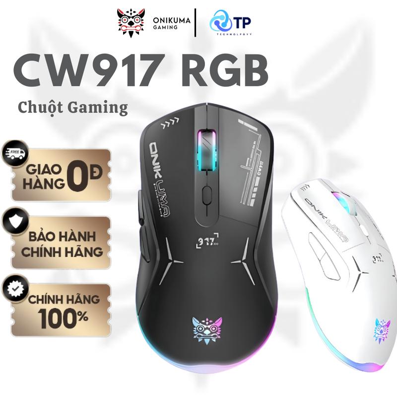  Chuột Gaming Onikuma CW917 2 chế độ Hỗ Trợ Kết Nối Có Dây Kết Nối 2.4GHz Có Đèn RGB TP Technologyy 
