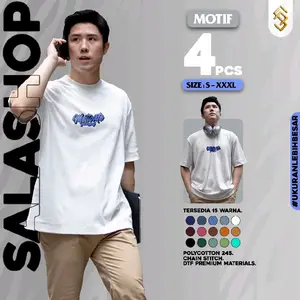 Paket 4Pcs Kaos Motif Simple Nakamed | T-shirt Premium PolyCotton 24s  | Unisex Lengan Pendek Atasan Pria Wanita Keren Oblong Dewasa Distro Cowok Baju Nyaman Santai Sablon