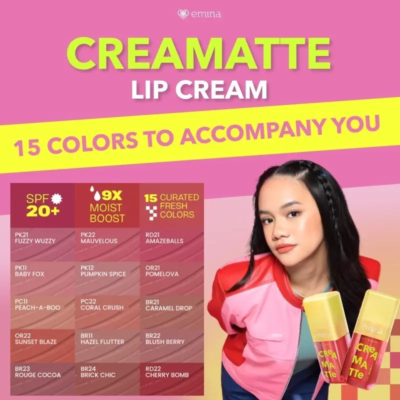 EMINA Creamatte Lightweight Lip Cream Cover With SPF 20 PA++ Kemasan Baru 2